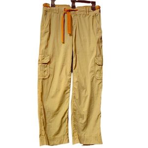 Sahali Cargo Pants Size SP Olive Green with Brown Belt